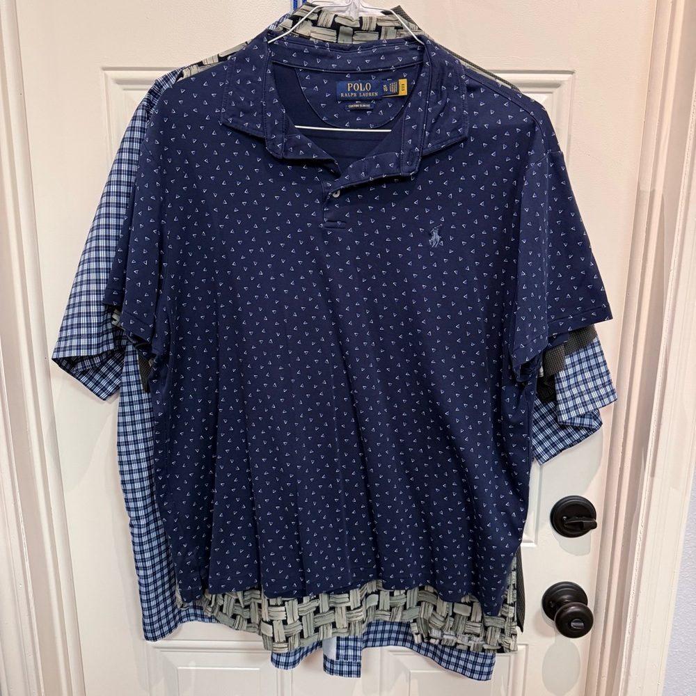 Ralph Lauren Men's Dark Blue Patterned Polo